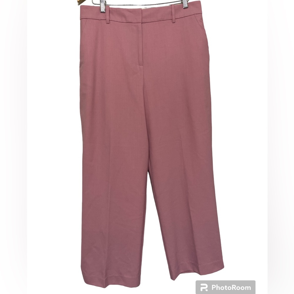Boden women pant straight wide legs in size 12P pink wool blend
